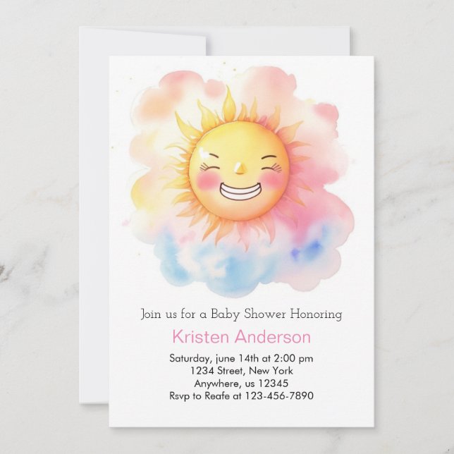 Invitación Un pequeño rayo de luz solar Chica Baby Shower (Anverso)
