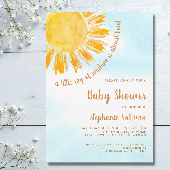 Invitación Un pequeño rayo de luz solar en Baby Shower (Subido por el creador)