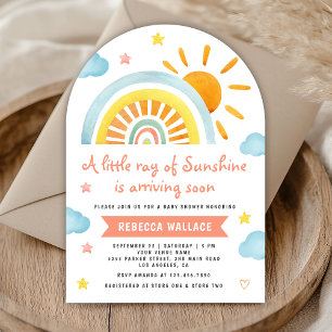 Invitación Un pequeño rayo de sol Arcoíris Baby Shower