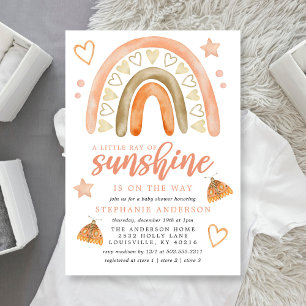 Invitación Un pequeño rayo de sol Boho Arcoiris Baby Shower