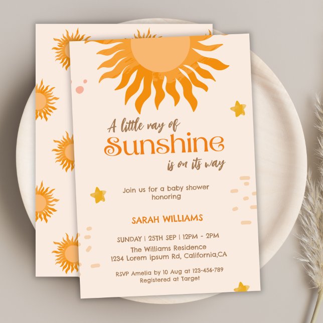 Invitación Un pequeño rayo de sol boho ducha bebé (Subido por el creador)