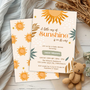 Invitación Un pequeño rayo de sol boho ducha bebé