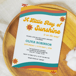 Invitación Un pequeño rayo de sol Boho Retro Baby Shower