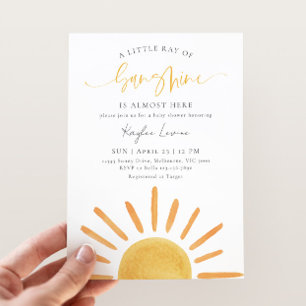 Invitación Un pequeño rayo de sol está casi aquí Fiesta de Ba