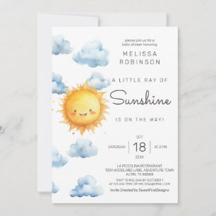 Invitación Un pequeño rayo de sol está en camino Fiesta de Ba