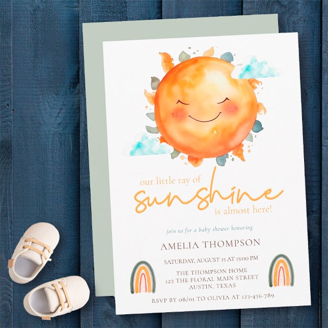 Invitación Un Pequeño Rayo De Sol Llueve A Boho Baby Shower (Subido por el creador)