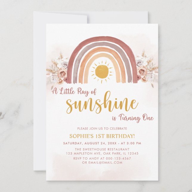 Invitación Un pequeño rayo de sol se vuelve uno (Anverso)