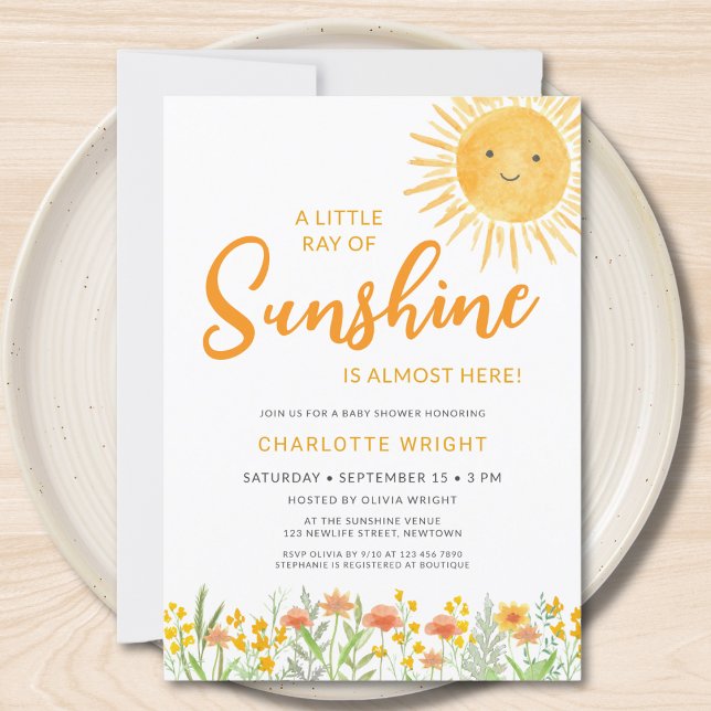 Invitación Un Pequeño Rayo De Sunshine Baby Shower (Subido por el creador)