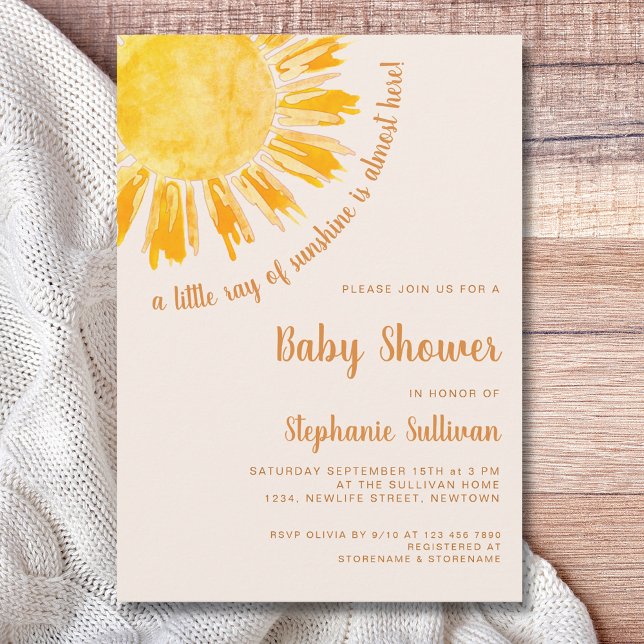 Invitación Un pequeño rayo de Sunshine Boho Baby Shower (Subido por el creador)