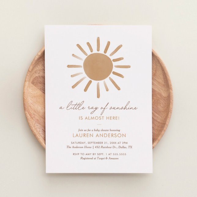 Invitación Un pequeño rayo de Sunshine Boho Baby Shower (Subido por el creador)