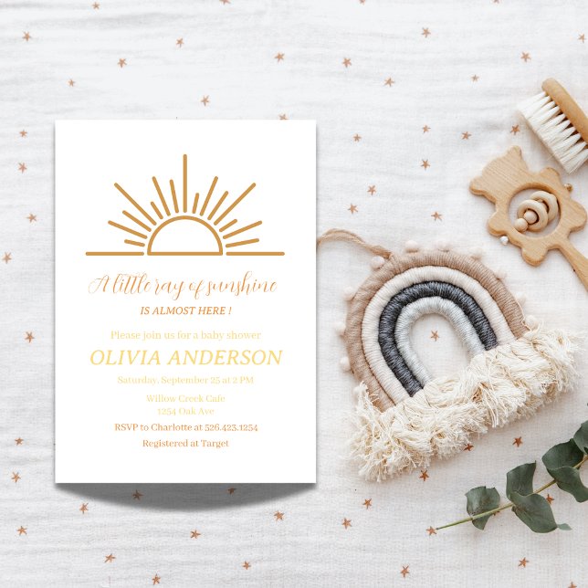 Invitación Un pequeño rayo de Sunshine Boho Baby Shower (Subido por el creador)