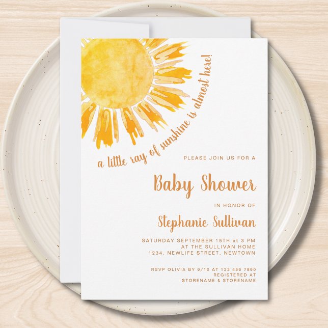 Invitación Un pequeño rayo de Sunshine Boho Baby Shower (Subido por el creador)