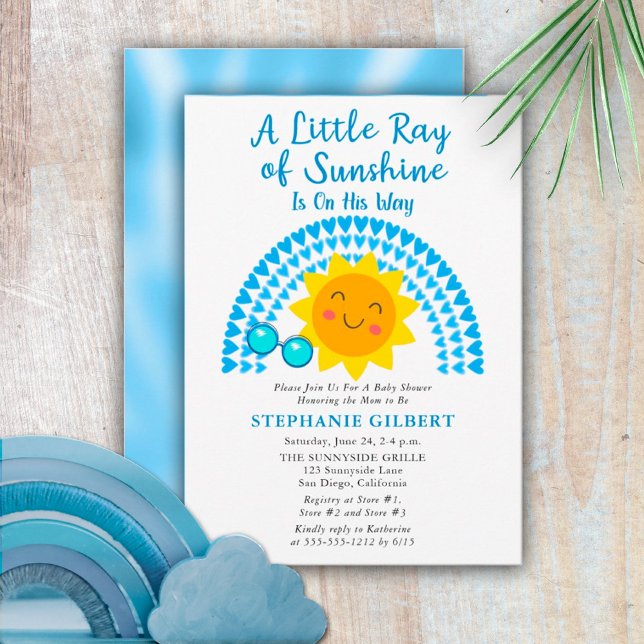 Invitación Un pequeño rayo de Sunshine Boy Baby Shower (Subido por el creador)