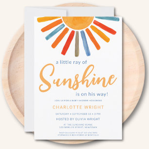Invitación Un Pequeño Rayo De Sunshine Boy Baby Shower