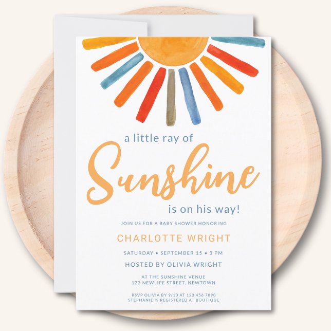 Invitación Un Pequeño Rayo De Sunshine Boy Baby Shower (Subido por el creador)