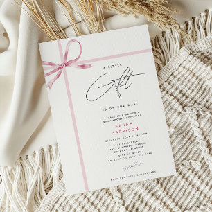 Invitación Un pequeño regalo' Lazo de cinta Niña Baby Shower
