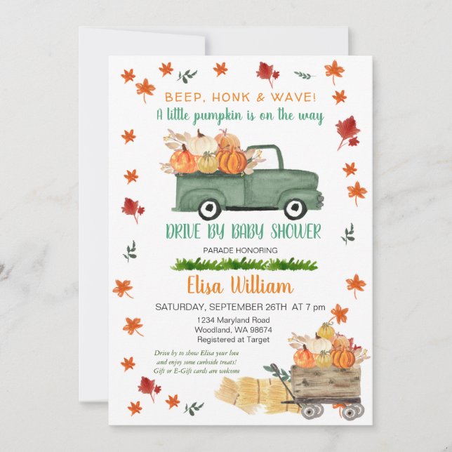 Invitación Un Pequeño Safari De Calabaza Por Baby Shower (Anverso)