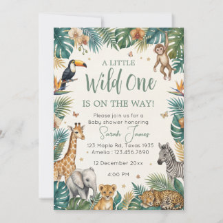 Invitación Un pequeño salvaje | Animales de safari tropicales