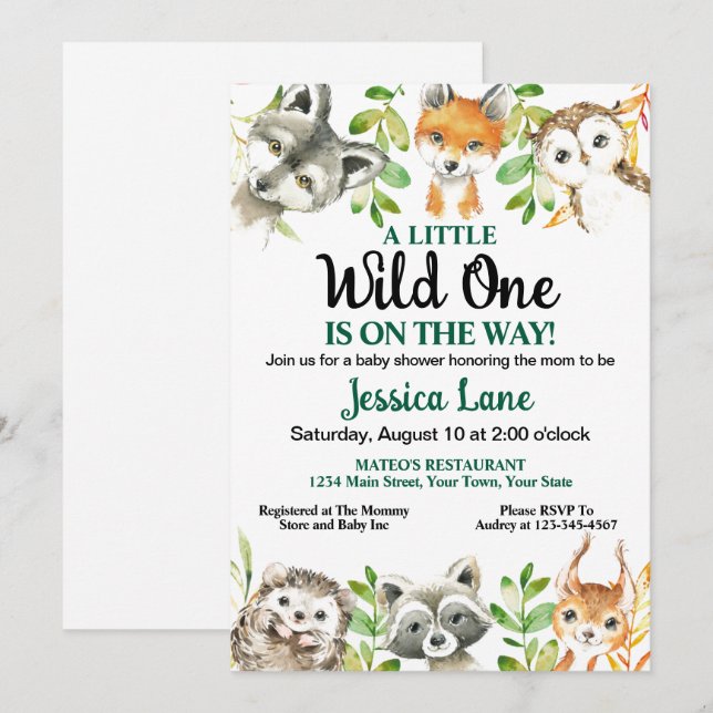 Invitación Un pequeño salvaje Baby Shower  (Anverso / Reverso)