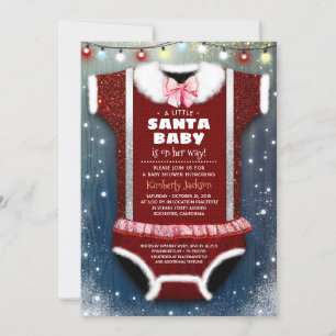 Invitación Un Pequeño Santa Bebé Está En Camino Chica Baby Sh