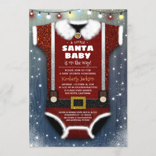 Invitación Un Pequeño Santa Bebé Está En Camino Del Niño Baby