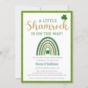 Invitación Un pequeño Shamrock St Patricks Rainbow Baby Showe