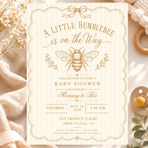 Invitación Un pequeño shower de bebé abejorro Mamá abeja vint