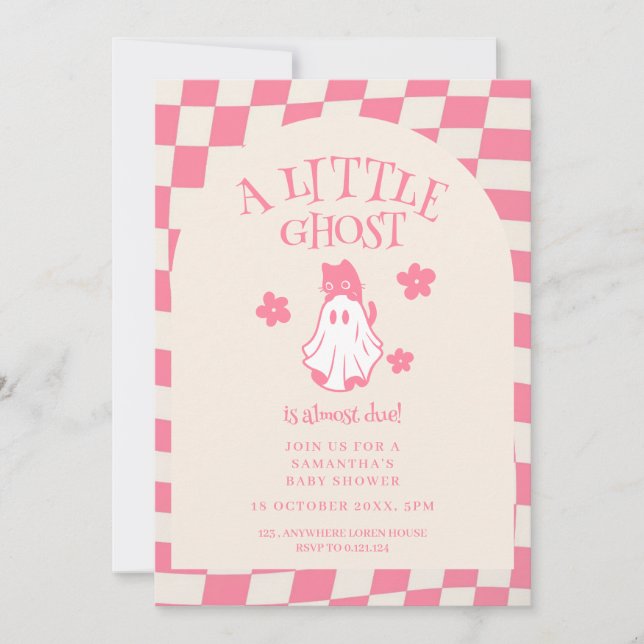 Invitación Un pequeño shower de bebé de Halloween retro de fa (Anverso)