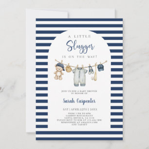 Invitación Un pequeño Slugger Baby Shower Niño