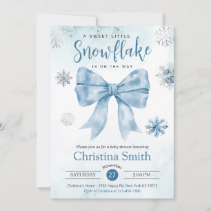 Invitación Un Pequeño Snowflake En El Camino Del Bebé Azul Du
