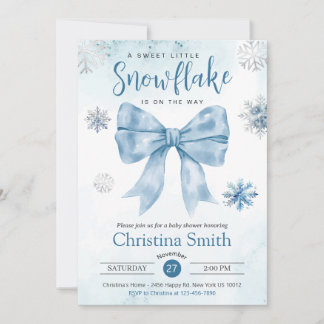 Invitación Un Pequeño Snowflake En El Camino Del Bebé Azul Du