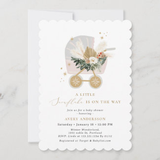 Invitación Un Pequeño Snowflake Está En El Camino Chica Baby 