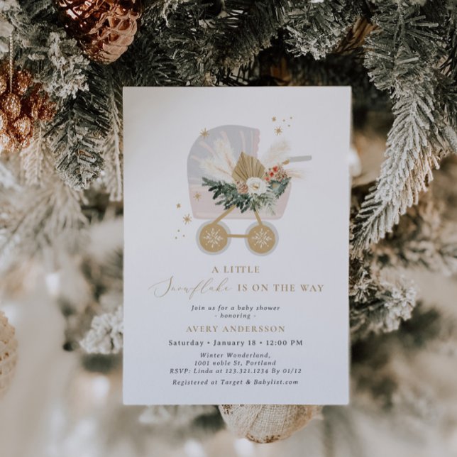 Invitación Un Pequeño Snowflake Está En El Camino Chica Baby  (Subido por el creador)