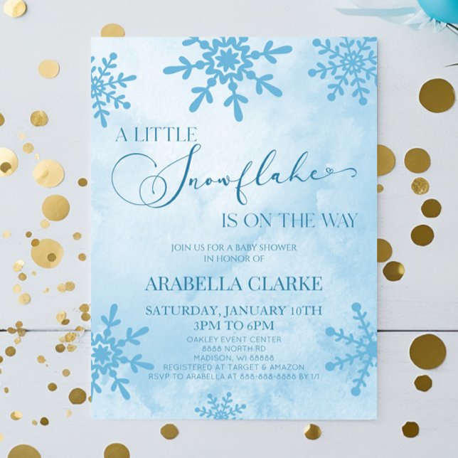 Invitación Un pequeño Snowflake Winter Wonderland Baby Shower (Subido por el creador)