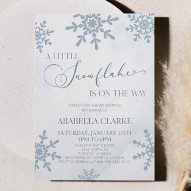 Invitación Un pequeño Snowflake Winter Wonderland Baby Shower (Subido por el creador)