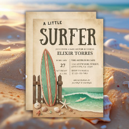 Invitación Un pequeño surfista vintage Baby Shower