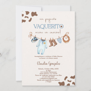 Invitación Un pequeño vaquerito viene en camino Baby Shower