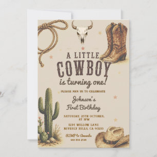 Invitación Un pequeño vaquero occidental está cumpliendo un a