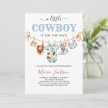 Un pequeño vaquero Salvaje Oeste Azul Baby Shower