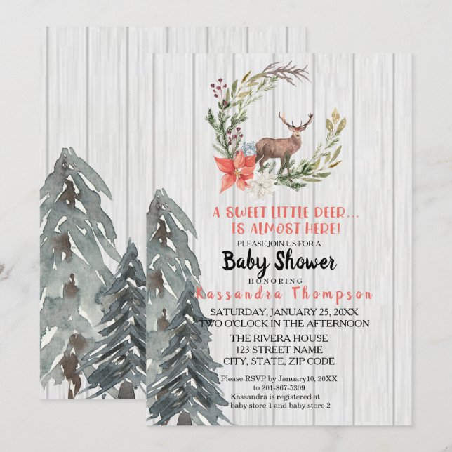 Invitación Un Pequeño Venado Está Casi Aquí Baby Shower (Anverso / Reverso)