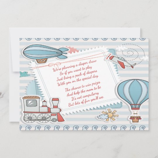 Invitacion Un Pequeno Viaje Con El Tema Del Bebe Ducha Diaper Zazzle Es