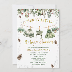 Invitación Un pequeño y alegre baby shower de Navidad con ten