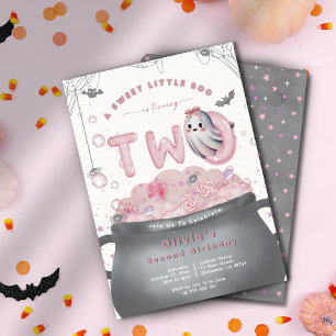 Invitación Un pequeño y dulce Boo está cumpliendo dos Cumplea
