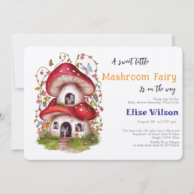 Invitación Un pequeño y dulce hada de lavabo está en camino (Anverso)