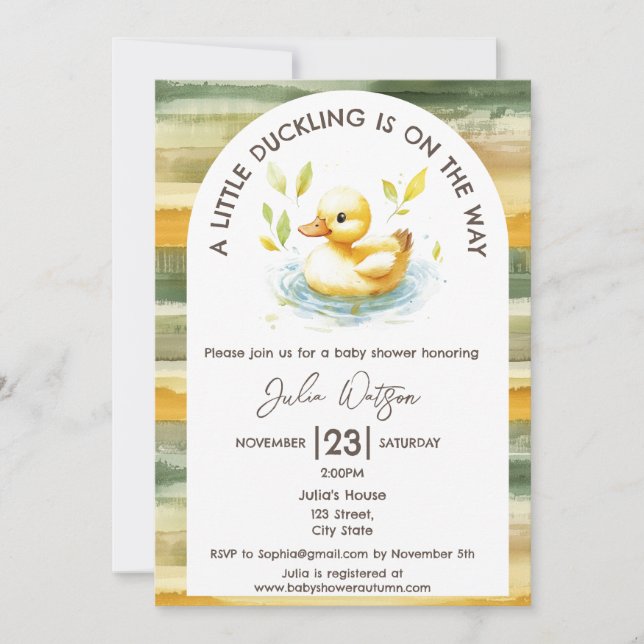 Invitación Un pequeño y lindo duchón está en camino de ser ne (Anverso)