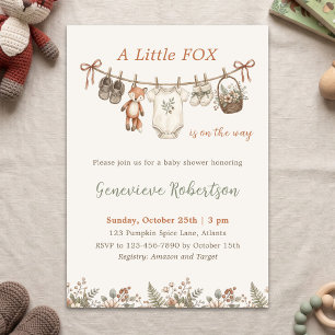 Invitación Un pequeño zorro está en camino Bosque Baby Shower