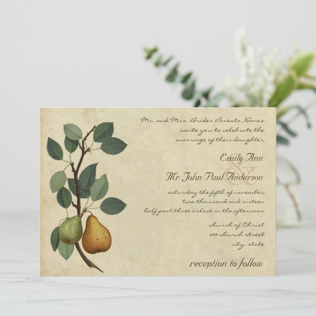 Invitación Un Perfecto Par Orchard, Barn, Boda Agrícola (Anverso de pie)