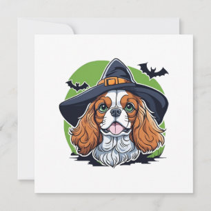 Invitación Un perro que lleva un sombrero de brujas con murci