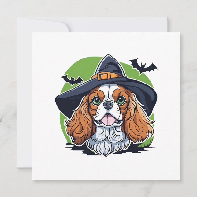 Invitación Un perro que lleva un sombrero de brujas con murci (Anverso)