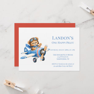 Invitación Un Piloto Feliz Cumpleaños del 1er. Niño Fiesta de